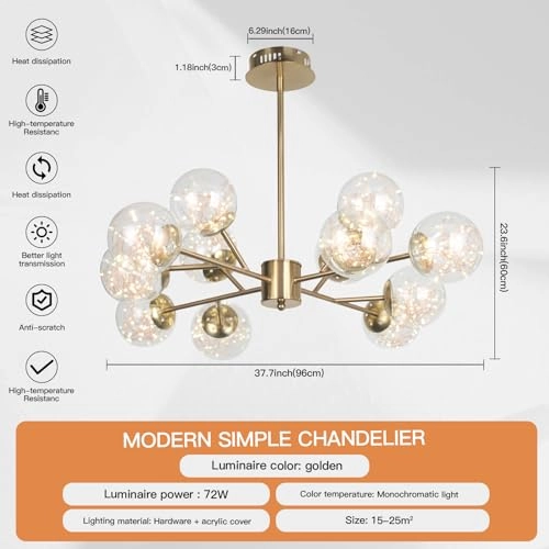 Sputnik Chandelier - 12-Light 72W