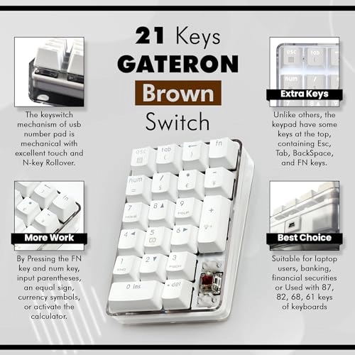 Mechanical Numeric Keypad - GATERON Brown Switch OUTEMU Blue Switches