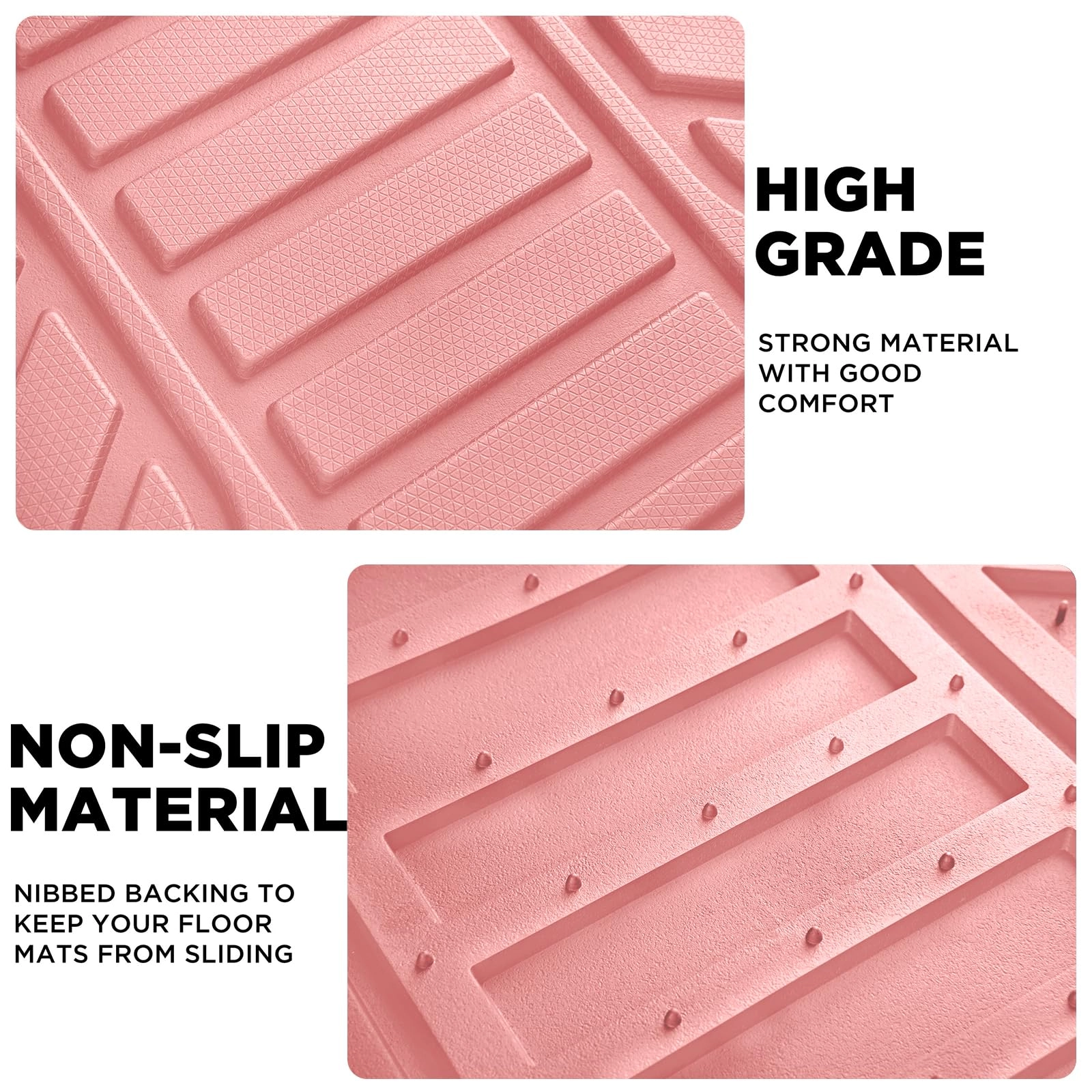 Heavy Duty Rubber Floor Mats - Pink Universal Fit