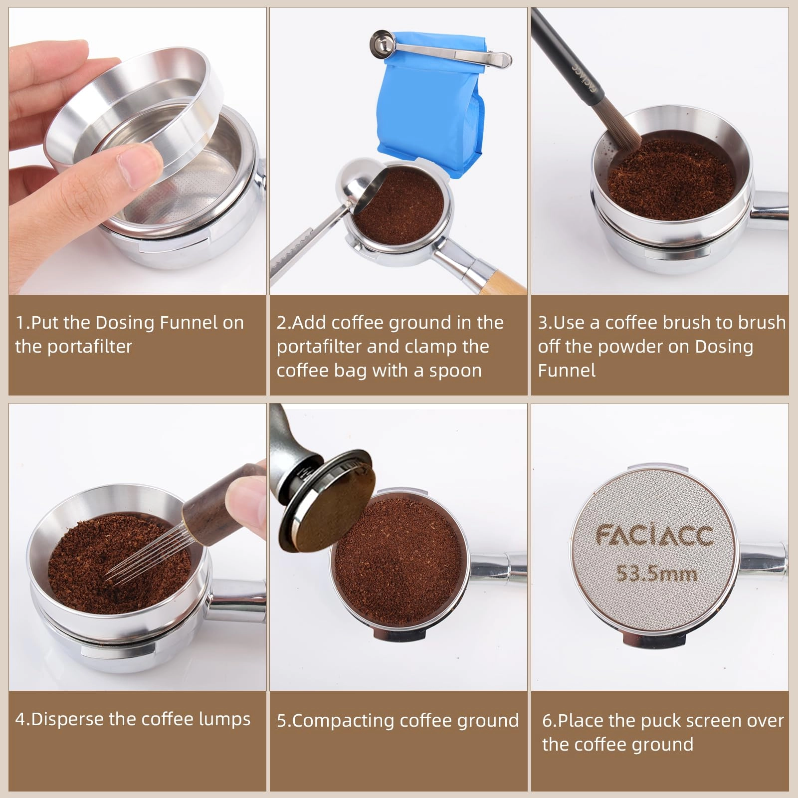 Wdt Tool + Dosing Funnel - 54 Millimetres + Puck Screen + Coffee Bag Clip & Spoon + 8pin Stirrer