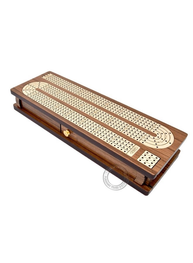 Continuous Cribbage Board - 4 Track Inlaid in Wenge Wood/Maple