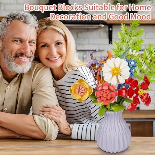 Flowers Bouquet Building Set (AAA-1234) - Vase Artificial Botanical Collection