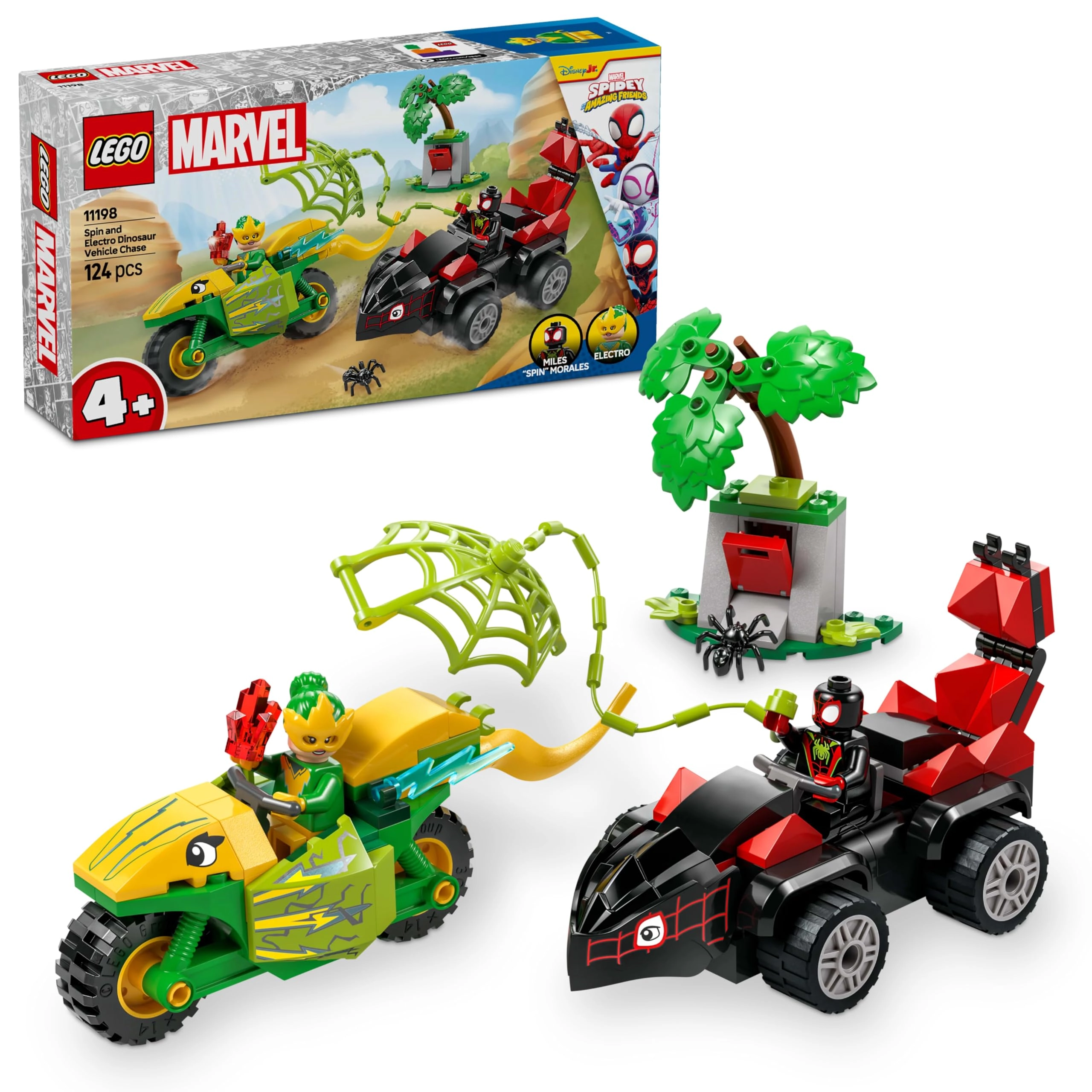 Marvel Spidey & His Amazing Friends Spin & Electro Dinosaur Vehicle Chase