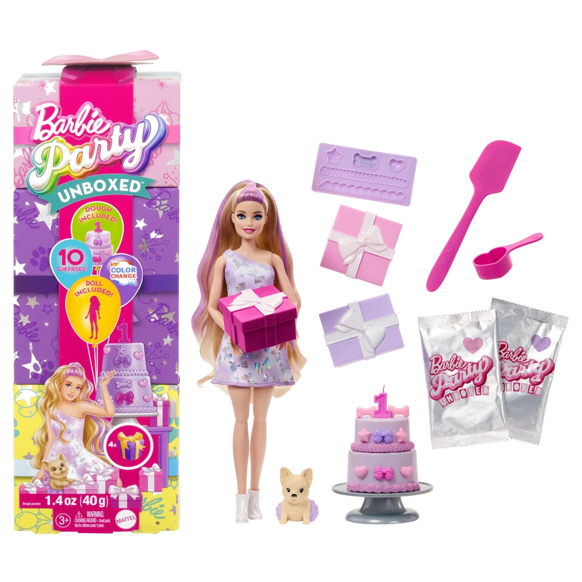 Barbie Birthday Bows Doll - 10 Surprises Colour Changing Effect Ages 3+