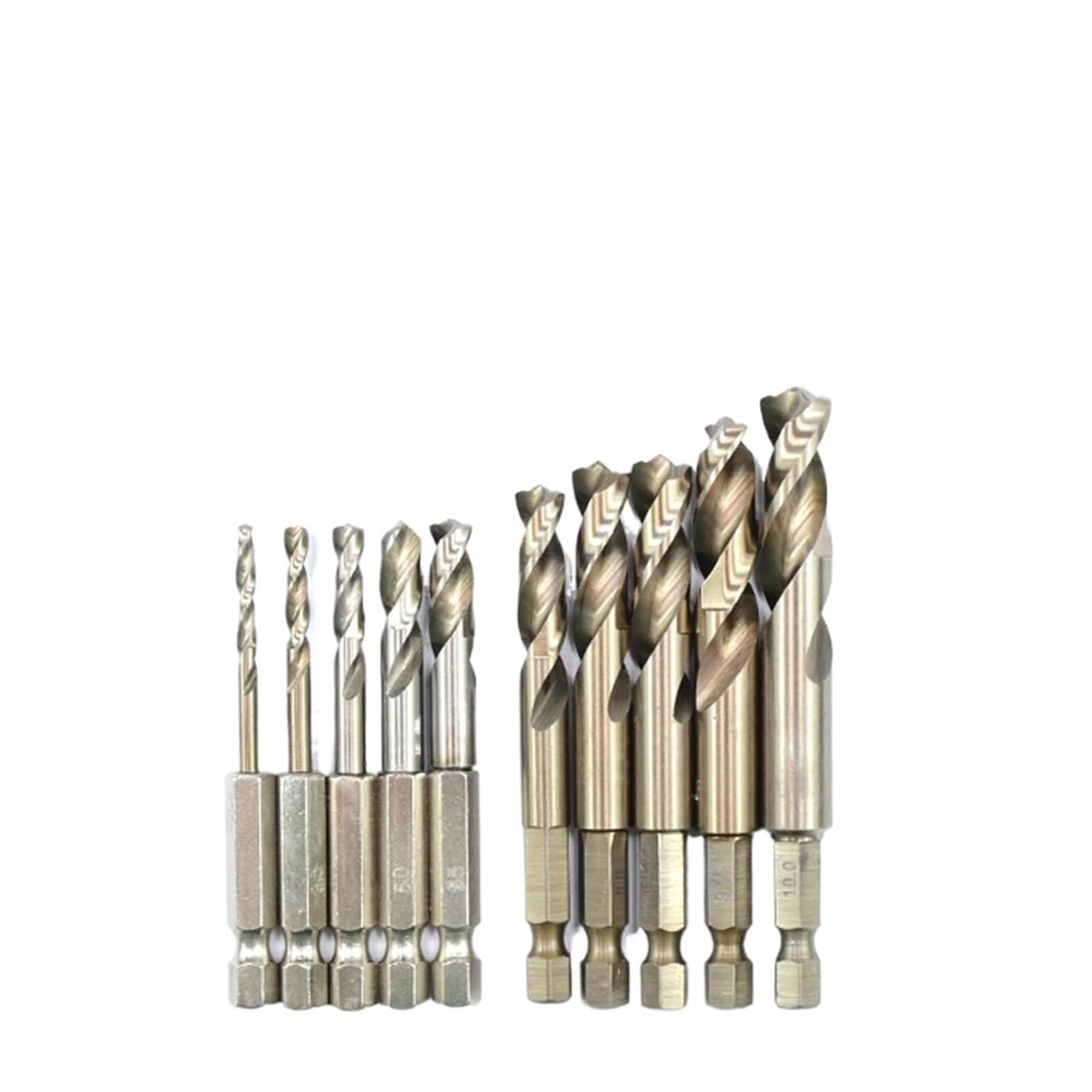 DOUKNAIL Hexagonal Spiral Quick Change Drill Bit - 10 Pieces 2mm to 13mm