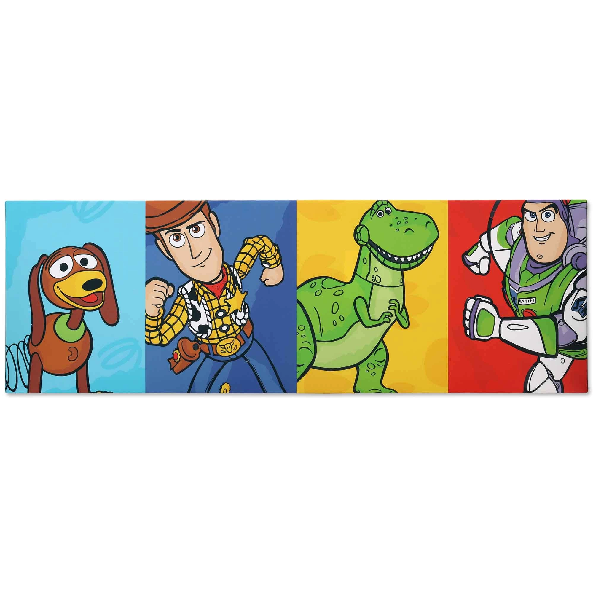 Open Road Brands Disney Pixar Toy Story Line Up Gallery Wrapped Canvas Wall Decor - Slinky Dog, Woody, Rex, Buzz
