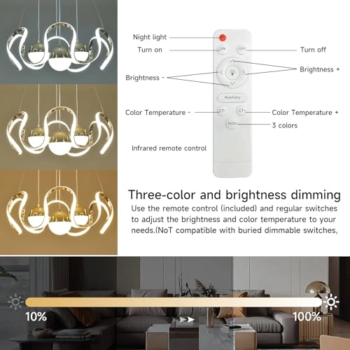 Dimmable LED Chandelier - 3000k to 6000k Dimmable