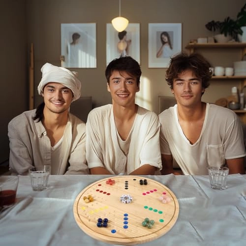 Wahoo Marble Board Game - Double-Sided Solid Wood