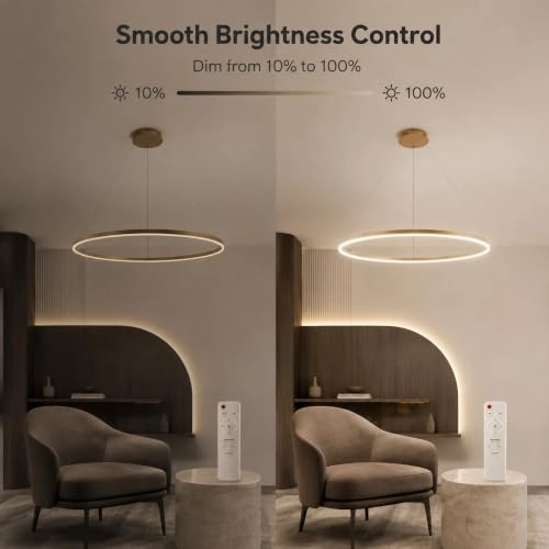 Modern Round LED Chandelier - 3000K–4000K–6000K Dimmable