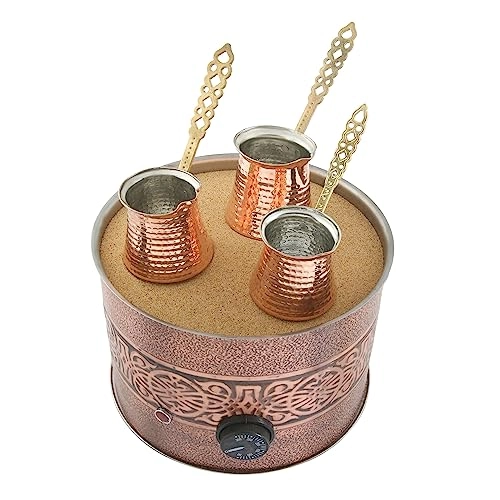 Antique Authentic Turkish Copper Electric Hot Sand - 10 Fluid Ounces 500 watts 3 Copper Pots