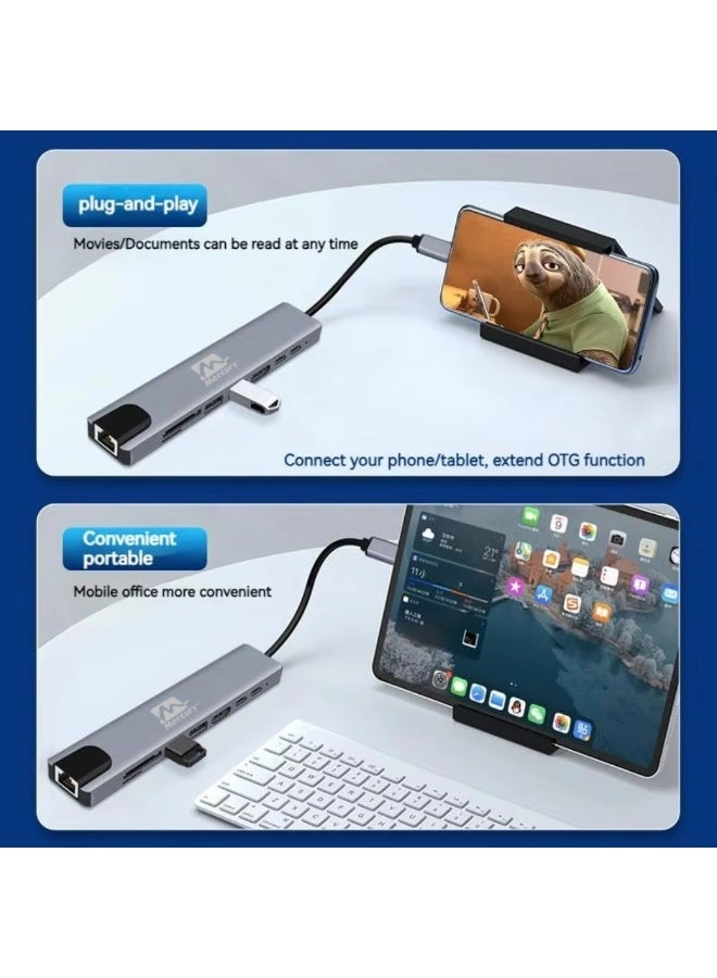 8 IN 1 DOCKING STATION - USB C 100W PD 4K60Hz