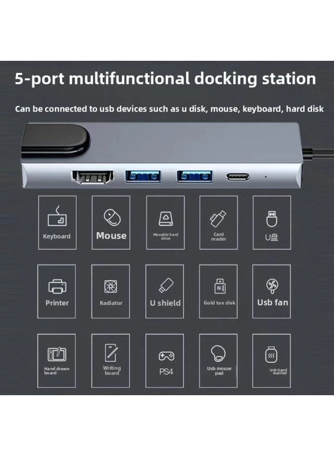 Type-c Docking Station - 5-in-1 Usb-chub Gigabit Network Card