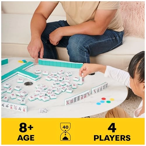 Legacy Deluxe Mahjong - Two-Tone Tiles Lined Wood Case