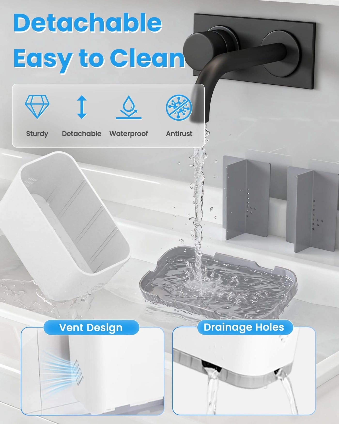 Toothbrush and Toothpaste Holders - Countertop Detachable 5 Slots