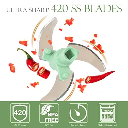 Manual Food Processor - 16.9 Fluid Ounces three blades