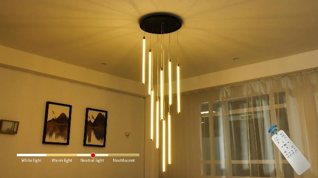 Modern Dimmable LED Staircase Big Chandelier - 3000K to 6000K Dimmable