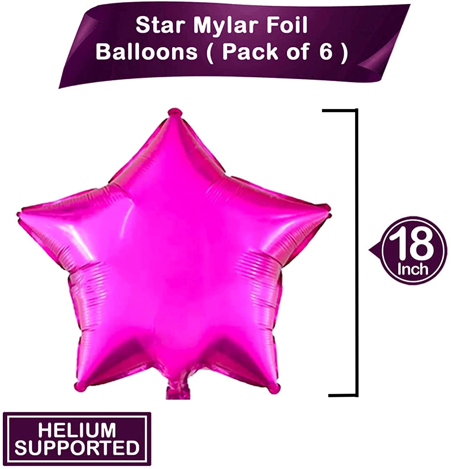 Star Foil Balloons - 6-Pieces Wedding Anniversary Birthday