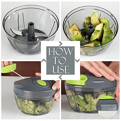 Manual Food Processor - 16.9 Fluid Ounces three blades