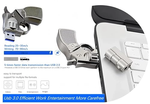 Metal Revolver Gun USB Flash Drive - USB 3.0 USB Type A 32GB