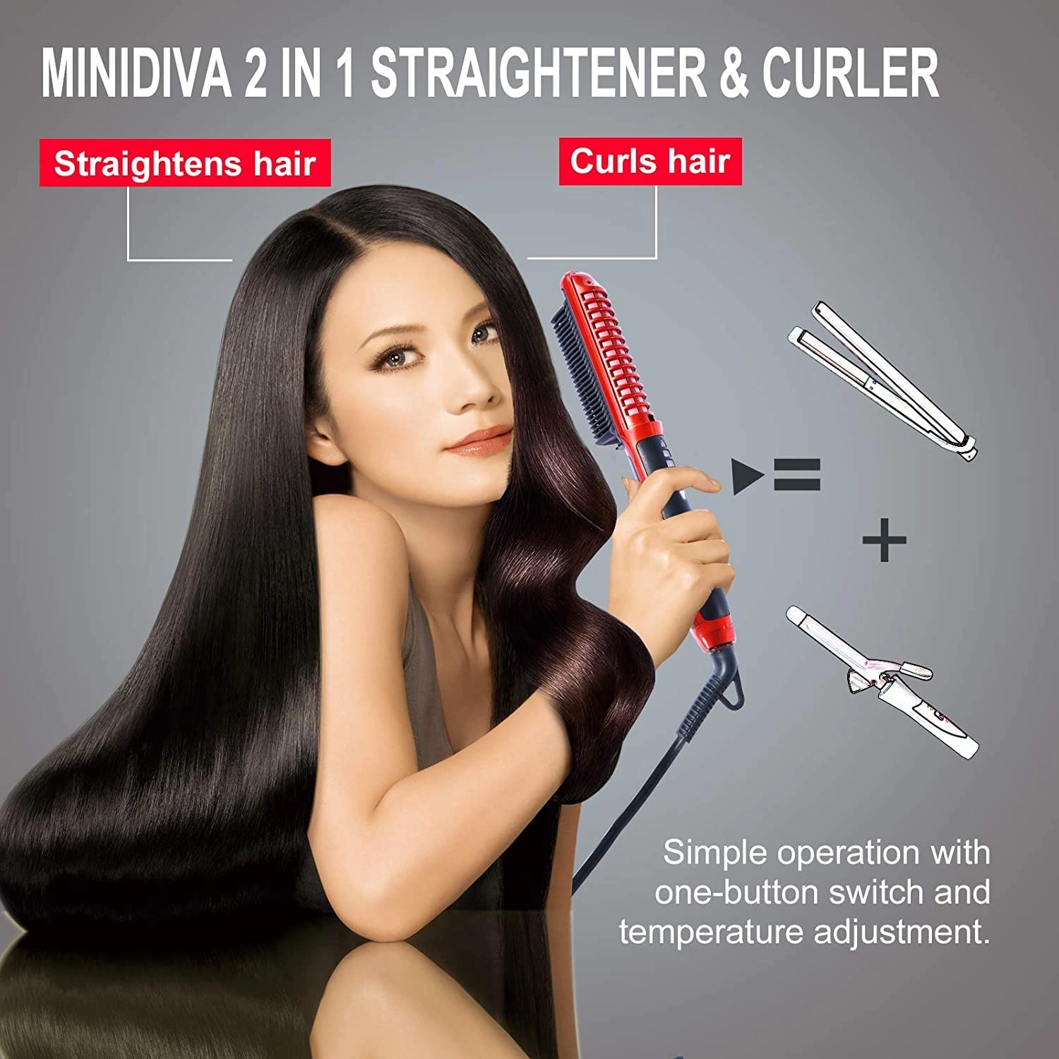 2-in-1 Hair Curler and Straightener - Ceramic 6 Heat Levels