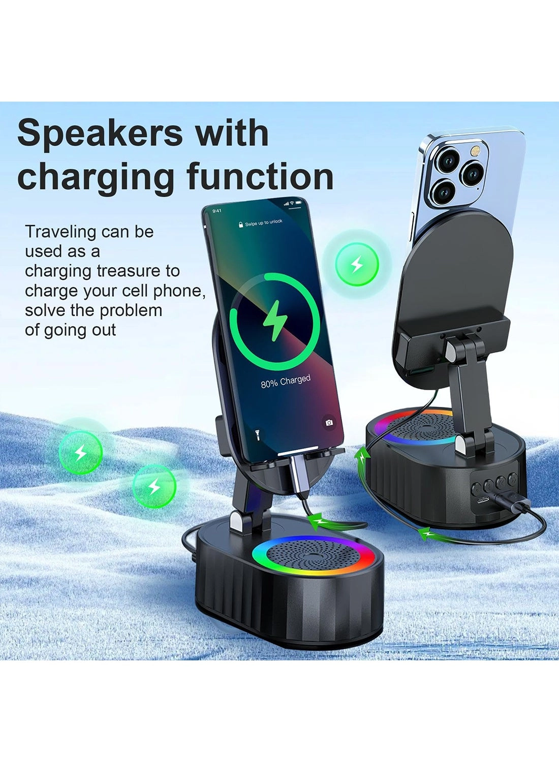 5-In-1 Bluetooth Speaker - 3000mAh Rotatable 300°