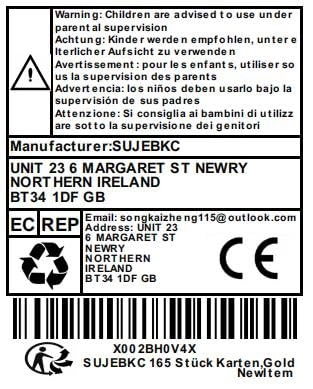 Gold Foil Cards - 165pcs