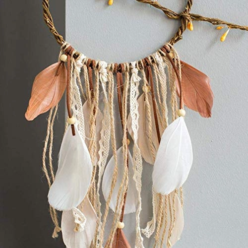 Twig dream catcher - rattan polyester fiber wire feather hemp rope