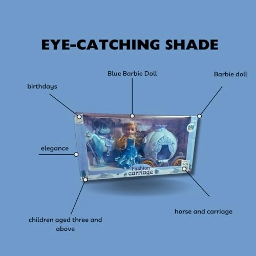 Dreamtopia Unicorn Horse Carriage - Plastic + Dreamtopia Doll - Removable Skirts Ages 36+