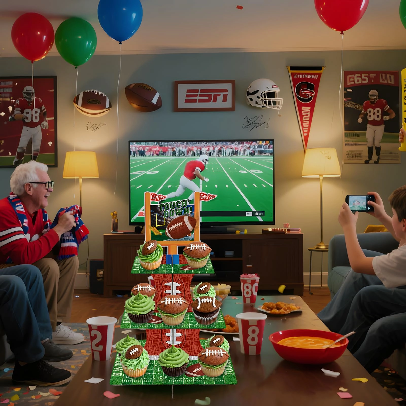 Touchdown Cupcake Stand - 1.0 Count Football Theme Birthday & Tailgate Party