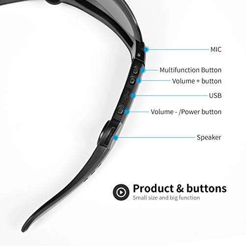 Bluetooth Smart Glasses - Open Ear Audio Voice Control Built-in Speaker