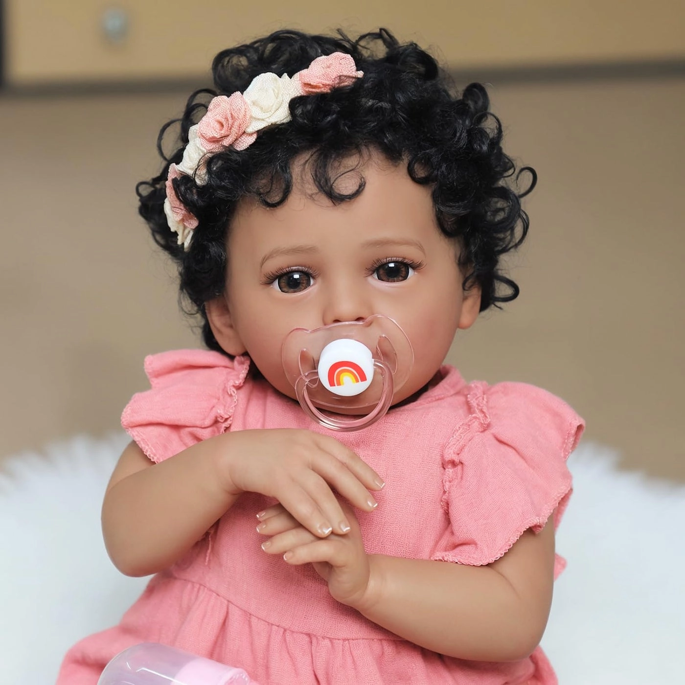 Reborn Baby Doll - 18'' Soft Weighted Cloth Body & Vinyl Limbs African American Ages 3+