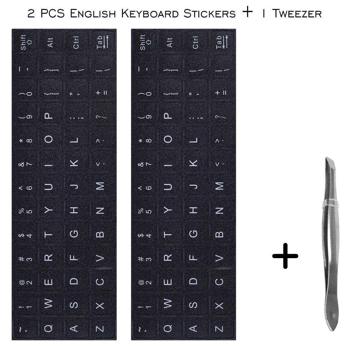 Korean Keyboard Sticker - Korean-English + Tweezers