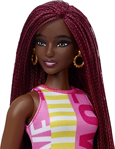 Barbie Fashionistas - Plastic Female Curvy Crimson Braids Sleeveless Love Dress Ages 3+