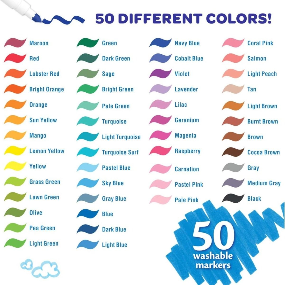 Super Tips Washable Markers - 50 Multi Colour