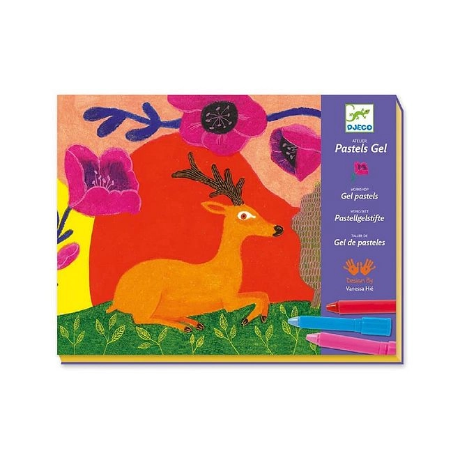DJECO Wild Things Gel Pastel Art Set - 12 Colors Tools & Guide