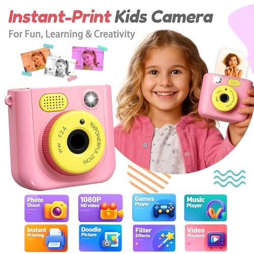 Instant Print Camera - Selfie Video Recording USB charging