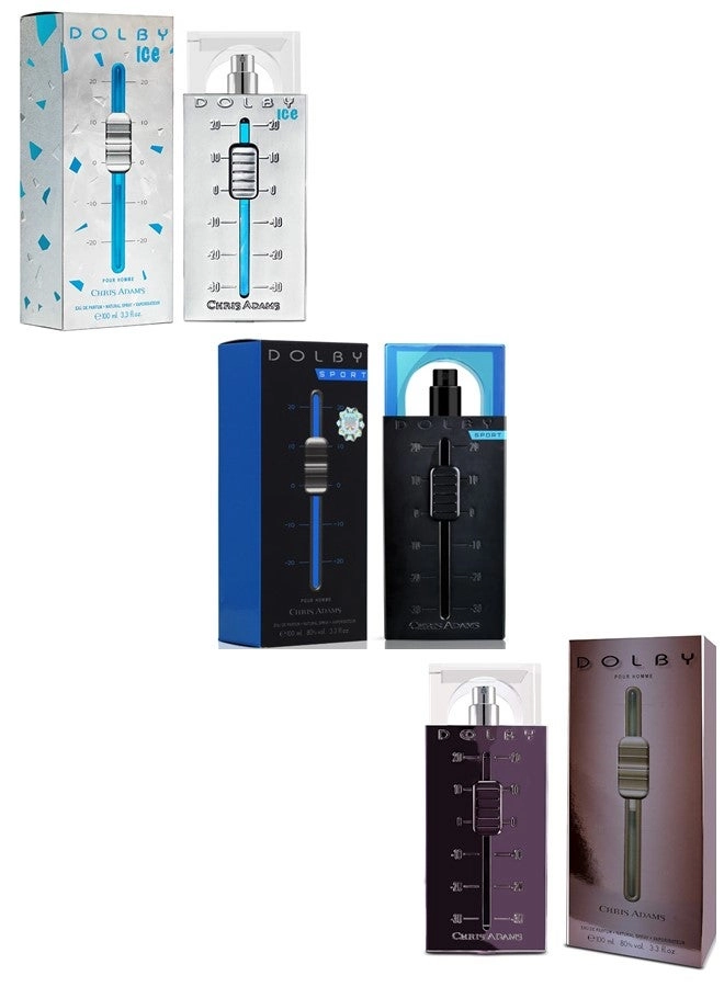 CHRIS ADAMS Dolby - Eau de Parfum 100ml + Dolby Sports - Eau de Parfum 100ml + Dolby Ice - Eau de Parfum 100ml
