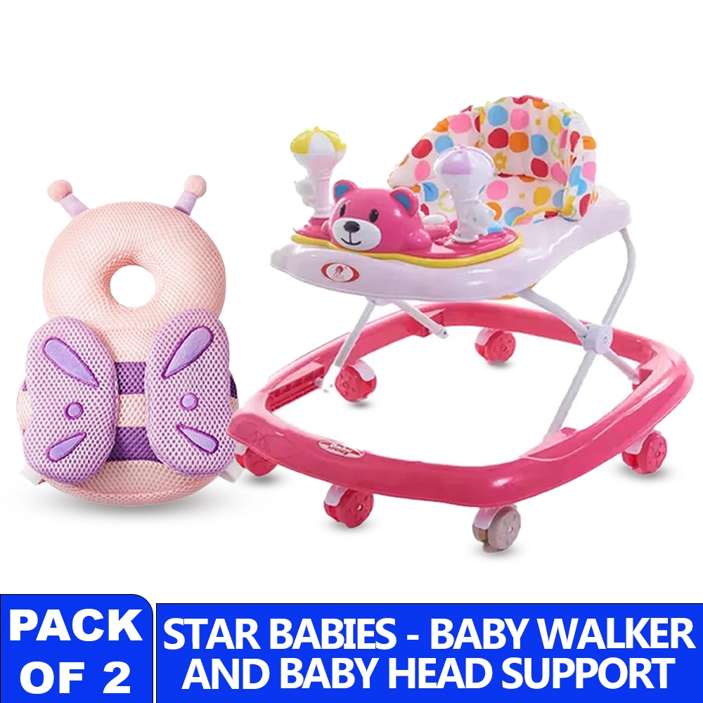 Baby Walker - Coffee + Head Protection Pillow - Blue