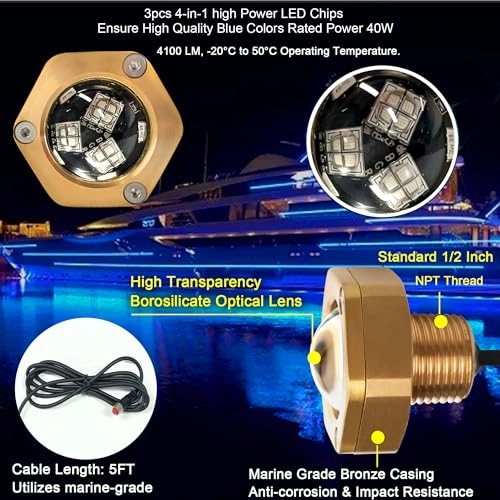 Boat Drain Plug Light - 2 Pcs 4100LM IP68