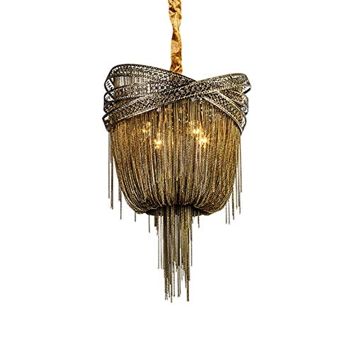 E14 Nordic Art Tassel Chandelier - Cyan bronze 50*80cm
