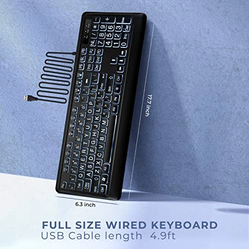 Large Print Backlit Keyboard - QWERTY Wired/Wireless