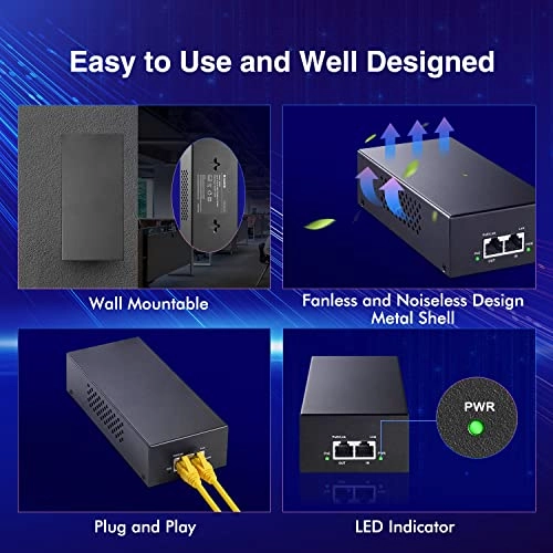 PoE Injector - 2 ports 90W 48V 802.3af/at/bt 2.5G/1G/100M