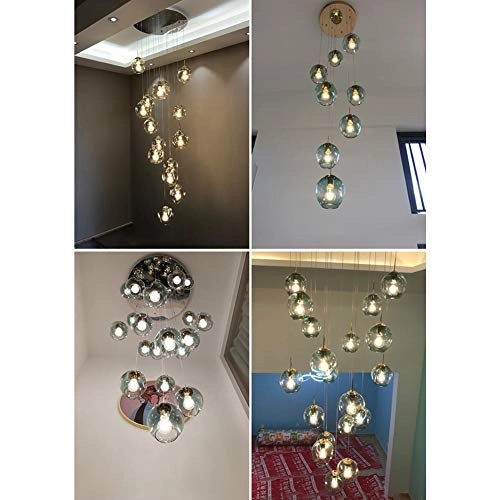 Minimalist Glass Bubble Ball Chandelier - E27 8 heads Gradient smoke gray lampshade