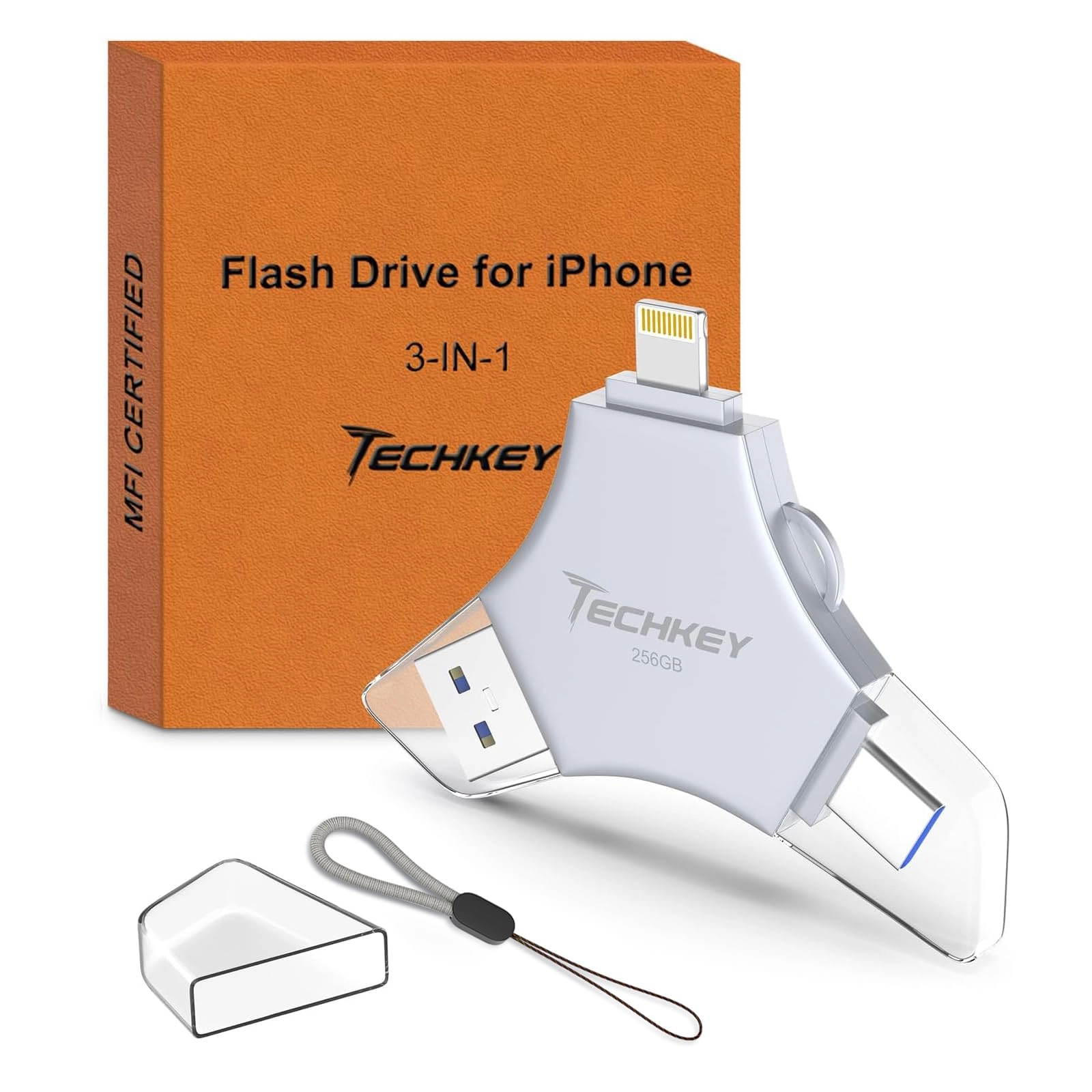 USB 3.0 Flash Drive - USB/Lightning/Type C 256GB