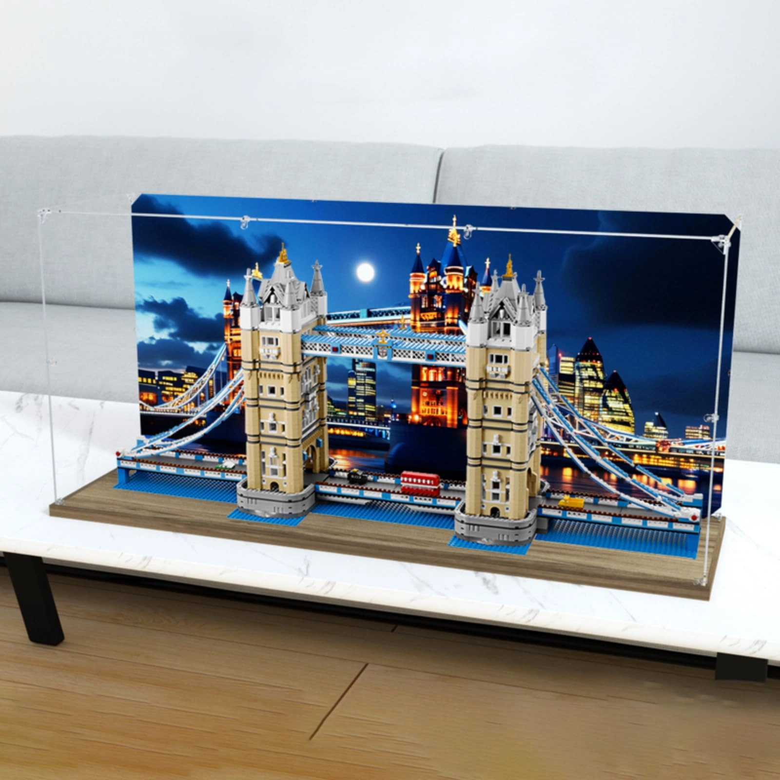 SUNHON Figures Display Box for LEGO Toweer Briddge 10214 - acrylic 2mm/3mm thickness