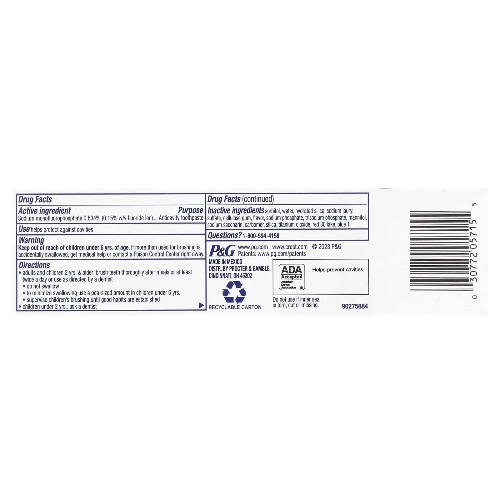 Kids Advanced Fluoride Bubblegum Toothpaste 3+ Yrs 119 g