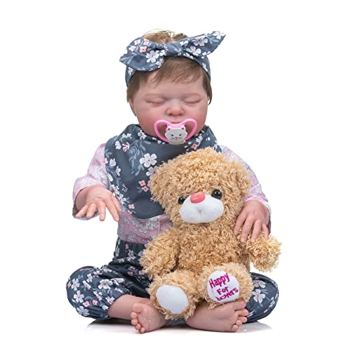 Reborn Baby Doll - 55 cm Silicone Vinyl Sleeping Hand-rooted Hair