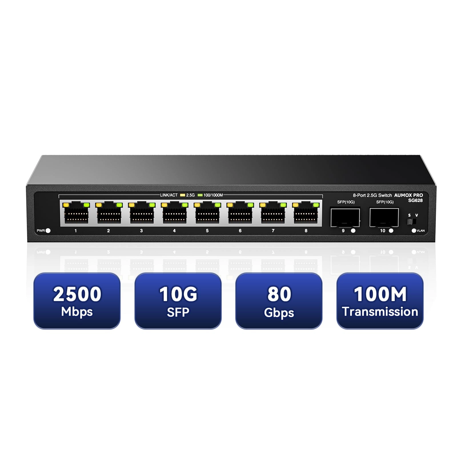 10 Port| 8*2.5G Port+2*10G SFP 120W 9-ports