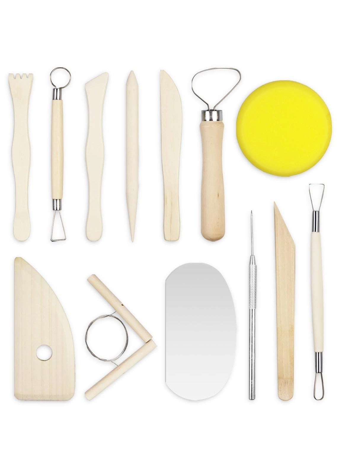 Mordely Pottery Clay Tools - Wooden handles 13 Pcs