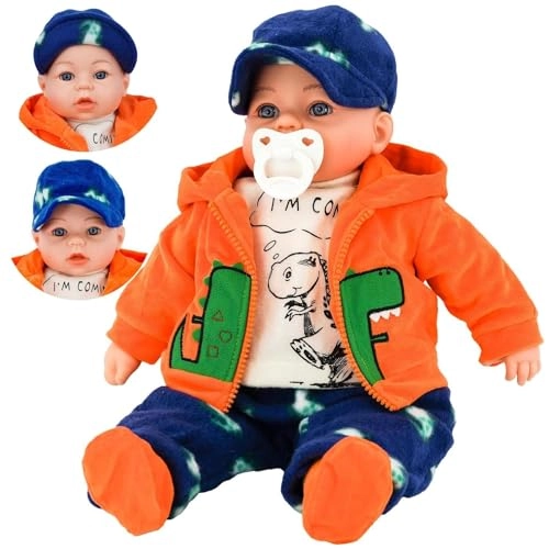 Baby Doll - 46cm Grey With Cap 16 Baby Sounds